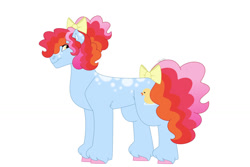 Size: 1280x854 | Tagged: safe, artist:itstechtock, imported from derpibooru, oc, oc only, oc:scrub-a-dub, earth pony, pony, bow, female, mare, parent:pokey pierce, parent:twisty pop, simple background, solo, tail, tail bow, white background