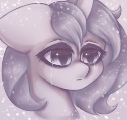 Size: 854x811 | Tagged: safe, artist:saltyvity, imported from derpibooru, princess luna, alicorn, pony, big eyes, crying, cute, depressed, depression, fanart, gray background, sad, simple background, snow, solo, turned head