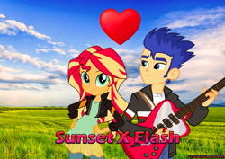 Size: 1273x900 | Tagged: safe, artist:oscarcajilima, imported from derpibooru, flash sentry, sunset shimmer, human, equestria girls, female, flashimmer, male, shipping, straight