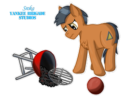 Size: 509x401 | Tagged: safe, artist:sroka001, imported from ponybooru, oc, earth pony, pony, ball, grill, sad, simple background, solo