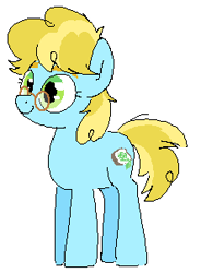 Size: 222x302 | Tagged: safe, artist:kleyime, oc, oc only, oc:ginny geodes, earth pony, pony, build-a-mare, earth pony oc, female, glasses, mare, round glasses, simple background, smiling, solo, white background