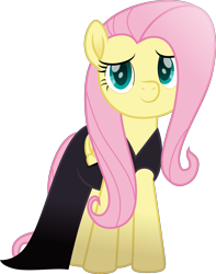 Size: 2197x2788 | Tagged: safe, artist:lincolnbrewsterfan, imported from derpibooru, fluttershy, pegasus, my little pony: the movie, scare master, .svg available, black dress, clothes, cute, cyan eyes, dress, female, folded wings, inkscape, looking at you, mare, movie accurate, shyabetes, simple background, smiling, smiling at you, standing, svg, teal eyes, transparent background, vector, wings