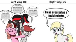 Size: 2000x1100 | Tagged: safe, artist:mkogwheel, imported from ponybooru, oc, oc:aryanne, oc:aunt eva, oc:comrade valentina, oc:molly tov, earth pony, pony, /mlp/, bandana, dialogue, female, meme, nazi, piercing, ponified, ponified meme, spastika, vulgar