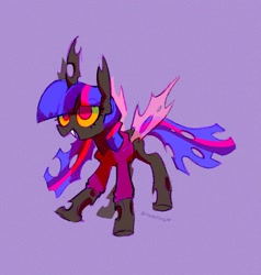 Size: 1471x1543 | Tagged: safe, artist:dawnfire, oc, oc only, changeling, changeling oc, clothes, eye clipping through hair, female, hoodie, mare, open mouth, solo, wings