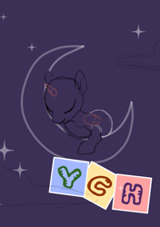 Size: 705x999 | Tagged: safe, artist:binkyroom, imported from derpibooru, pony, commission, cute, female, filly, foal, moon, sky, sleeping, solo, your character here