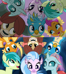 Size: 1240x1390 | Tagged: safe, edit, edited screencap, imported from derpibooru, screencap, gallus, ocellus, sandbar, silverstream, smolder, yona, classical hippogriff, dragon, earth pony, griffon, hippogriff, yak, friendship university, season 8, season 9, uprooted, comparison, cute, diaocelles, diastreamies, gallabetes, looking down, looking up, sandabetes, smolderbetes, student six, the place where we belong, yonadorable