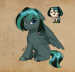 Size: 3679x3508 | Tagged: safe, artist:artharuhi, imported from derpibooru, human, pegasus, pony, female, gwen (total drama), looking at you, mare, multicolored mane, ponified, solo, total drama, total drama island