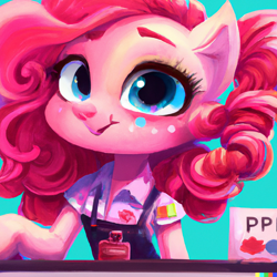 Size: 1024x1024 | Tagged: safe, imported from derpibooru, pinkie pie, anthro, ai content, ai generated, clothes, cute, generator:dall-e 2, solo