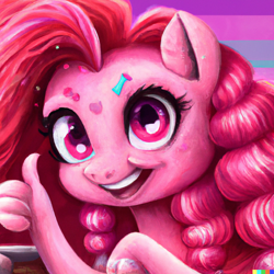 Size: 1024x1024 | Tagged: safe, imported from derpibooru, pinkie pie, anthro, pony, ai content, ai generated, furry, generator:dall-e 2, hand, smiling, solo, thumbs up, wat, wrong eye color