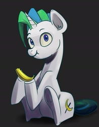 Size: 1592x2028 | Tagged: safe, artist:taneysha, imported from derpibooru, oc, oc only, pony, unicorn, banana, food, solo