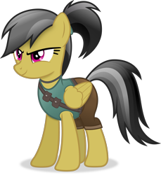 Size: 3198x3495 | Tagged: safe, artist:anime-equestria, imported from derpibooru, daring do, pegasus, 2010s, adventurer, alternate clothes, clothes, explorer, explorer outfit, female, jewelry, mare, necklace, outfit, ponytail, pouch, simple background, smiling, solo, tomb raider, transparent background, vector, wings