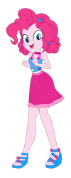 Size: 1906x4788 | Tagged: safe, alternate version, artist:gmaplay, imported from derpibooru, pinkie pie, human, equestria girls, i'm on a yacht, spoiler:eqg series (season 2), bare shoulders, clothes, female, open mouth, simple background, skirt, sleeveless, solo, transparent background