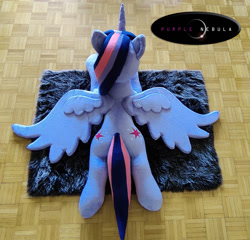 Size: 1280x1231 | Tagged: safe, artist:purplenebulastudios, imported from derpibooru, twilight sparkle, alicorn, pony, irl, life size, lying down, photo, plushie, prone, solo, twilight sparkle (alicorn)