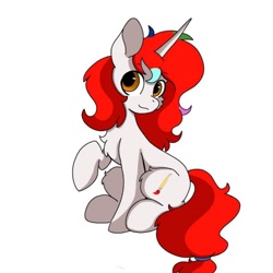 Size: 1080x1080 | Tagged: artist needed, source needed, safe, imported from derpibooru, oc, oc only, oc:shallow light, pony, unicorn, cute, eyebrows, eyebrows visible through hair, female, horn, jewelry, looking at you, mare, ocbetes, ring, simple background, sitting, smiling, smiling at you, solo, tail, tail ring, unicorn oc, white background