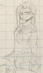 Size: 678x1152 | Tagged: safe, artist:metaruscarlet, imported from derpibooru, pinkie pie, human, equestria girls, book, clothes, graph paper, humanized, pinkamena diane pie, school uniform, sketch, solo, traditional art