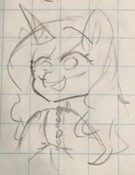 Size: 918x1189 | Tagged: safe, artist:metaruscarlet, imported from derpibooru, izzy moonbow, pony, unicorn, female, g5, graph paper, sketch, smiling, solo, traditional art