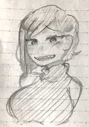 Size: 1168x1662 | Tagged: safe, artist:metaruscarlet, imported from derpibooru, pinkie pie, human, equestria girls, clothes, humanized, lined paper, open mouth, pinkamena diane pie, sketch, smiling, solo, traditional art