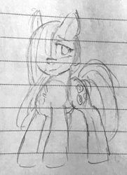 Size: 778x1075 | Tagged: safe, artist:metaruscarlet, imported from derpibooru, marble pie, earth pony, pony, female, lined paper, sketch, solo, traditional art