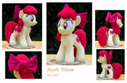 Size: 5512x3648 | Tagged: safe, artist:rtryart, imported from derpibooru, apple bloom, earth pony, pony, female, filly, foal, irl, photo, plushie, simple background, smiling, solo, white background