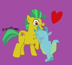 Size: 4441x4020 | Tagged: safe, artist:toyashixp, imported from derpibooru, hitch trailblazer, dragon, earth pony, pony, duo, duo male, g5, heart, male, my little pony: a new generation, sparky sparkeroni, stallion