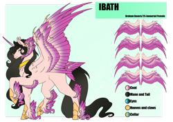 Size: 1920x1358 | Tagged: safe, artist:eothnoguy-art, imported from derpibooru, oc, oc:ibath, alicorn, pony, alicorn oc, horn, reference sheet, solo, wings