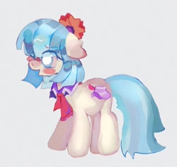 Size: 1332x1250 | Tagged: safe, artist:bug-roux, imported from derpibooru, coco pommel, earth pony, pony, cocobetes, cute, eyelashes, female, mare, one eye closed, simple background, solo, tail, white background, wink