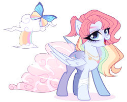 Size: 1428x1146 | Tagged: safe, artist:gihhbloonde, imported from derpibooru, oc, pegasus, pony, female, magical lesbian spawn, mare, offspring, parent:fluttershy, parent:rainbow dash, parents:flutterdash, simple background, solo, transparent background