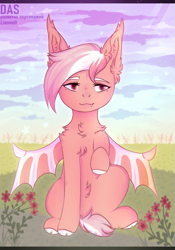 Size: 1077x1540 | Tagged: safe, artist:liannell, imported from derpibooru, oc, oc:morganite shatter, bat pony, pony, solo