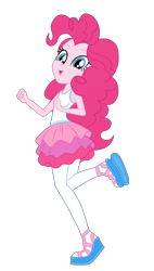 Size: 1900x3345 | Tagged: safe, artist:gmaplay, imported from derpibooru, pinkie pie, human, equestria girls, equestria girls series, super squad goals, clothes, open mouth, pantyhose, rah rah skirt, shoes, simple background, skirt, sleeveless, solo, tanktop, transparent background
