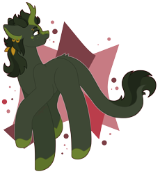 Size: 3000x3256 | Tagged: safe, artist:midnightamber, imported from derpibooru, oc, kirin, pony, artfight, artfight2022, ear piercing, earring, eyebrow piercing, floppy ears, fluffy mane, hooves, jewelry, kirin oc, long tail, looking up, markings, multicolored hair, multicolored mane, piercing, raised hoof, raised leg, scales, side view, simple background, solo, spots, tail, transparent background