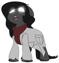 Size: 2704x2880 | Tagged: safe, artist:brainiac, imported from derpibooru, oc, oc:silent echoes, earth pony, pony, unicorn, fallout equestria, fallout equestria:all things unequal (pathfinder), female, mare, possessed, simple background, solo, transparent background