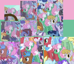 Size: 1548x1344 | Tagged: safe, imported from derpibooru, screencap, classy clover, dark moon, flank sinatra, graceful falls, graphite, midnight stone, mint swirl, night light, night lily, north star, parasol, pipe down, serene waves, twilight velvet, wilma, earth pony, pony, a canterlot wedding, background pony, clothes, cobalt (g4), cropped, crowd, dress, female, flower, flower in hair, mare, solo focus
