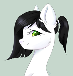 Size: 3528x3662 | Tagged: safe, artist:ske, imported from derpibooru, oc, oc only, pony, bust, gift art, looking at you, ponytail, portrait, smiling, solo