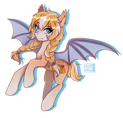 Size: 1024x986 | Tagged: safe, artist:alicetriestodraw, imported from derpibooru, oc, oc:pumpkin crumble, bat pony, fangs, flying, full body, short tail, simple background, solo, tail, transparent background, twin braids