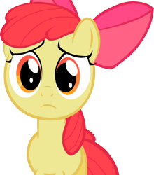 Size: 2000x2275 | Tagged: safe, artist:echoes111, imported from derpibooru, apple bloom, earth pony, pony, the cutie pox, adorabloom, apple bloom's bow, bow, cute, female, filly, foal, frown, hair bow, looking at you, sad, sadorable, simple background, solo, transparent background, vector