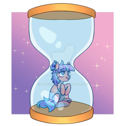 Size: 1280x1280 | Tagged: safe, artist:lynesssan, imported from derpibooru, oc, oc only, oc:dusk, earth pony, pony, deviantart watermark, female, hourglass, mare, micro, obtrusive watermark, solo, watermark