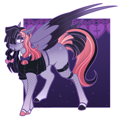 Size: 1228x1219 | Tagged: safe, artist:catboycrimez, imported from derpibooru, oc, pegasus, pony, clothes, female, magical lesbian spawn, mare, offspring, parent:inky rose, parent:songbird serenade, shirt, solo