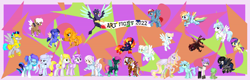 Size: 21504x6864 | Tagged: safe, artist:pure-blue-heart, imported from derpibooru, alicorn, bat pony, changeling, griffon, pegasus, art fight