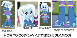 Size: 1272x628 | Tagged: safe, artist:prentis-65, imported from derpibooru, trixie, human, equestria girls, boots, clothes, high heel boots, hoodie, legs, pictures of legs, shirt, shoes, skirt, solo