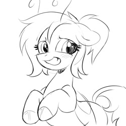 Size: 2000x2000 | Tagged: safe, artist:horseyuris, imported from derpibooru, oc, oc only, oc:moon valley, pony, antennae, blushing, nervous, open mouth, open smile, smiling, solo