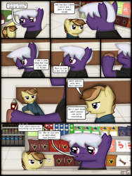 Size: 1750x2333 | Tagged: safe, artist:99999999000, imported from derpibooru, oc, oc only, oc:firearm king, oc:zhang cathy, earth pony, pony, comic:journey, clothes, comic, drinking, duo, female, male, soda