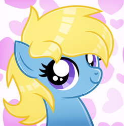 Size: 600x613 | Tagged: safe, artist:jennieoo, imported from derpibooru, oc, oc:cream, earth pony, pony, bust, female, filly, foal, icon, looking at you, portrait, show accurate, simple background, smiling, solo, vector