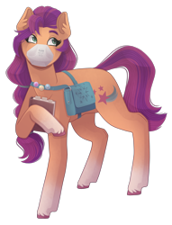 Size: 2900x3800 | Tagged: safe, alternate version, artist:kikirdcz, imported from derpibooru, sunny starscout, earth pony, pony, book, face mask, g5, mask, simple background, solo, transparent background