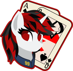 Size: 4091x4000 | Tagged: safe, artist:up1ter, imported from derpibooru, oc, oc only, oc:blackjack, pony, unicorn, fallout equestria, fallout equestria: project horizons, ace of spades, bust, cutie mark background, female, lineless, outline, playing card, portrait, simple background, solo, transparent background