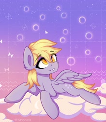 Size: 3500x4000 | Tagged: safe, artist:stravy_vox, imported from derpibooru, derpy hooves, pegasus, pony, cloud, female, mare, smiling, solo