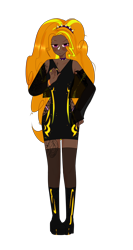 Size: 4032x7560 | Tagged: safe, artist:idkhesoff, derpibooru exclusive, imported from derpibooru, adagio dazzle, human, boots, bracelet, choker, clothes, dark skin, dress, ear piercing, earring, eyebrow piercing, female, high heel boots, humanized, jewelry, nose piercing, nose ring, piercing, ring, see-through, shoes, simple background, solo, spiked choker, stockings, tattoo, thigh highs, transparent background