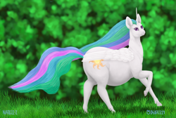 Size: 1500x1006 | Tagged: safe, artist:soobel, imported from derpibooru, princess celestia, alicorn, pony, chubbylestia, fat, running, solo