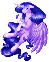 Size: 1500x1886 | Tagged: safe, artist:purplegrim40, imported from derpibooru, oc, oc only, alicorn, pony, alicorn oc, colored hooves, female, flying, grin, horn, mare, simple background, smiling, solo, transparent background, wings