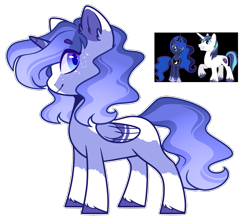 Size: 1189x1067 | Tagged: safe, artist:purplegrim40, imported from derpibooru, princess luna, shining armor, oc, alicorn, pony, unicorn, alicorn oc, female, freckles, horn, male, mare, offspring, parent:princess luna, parent:shining armor, parents:shiningluna, raised hoof, simple background, smiling, stallion, transparent background, unshorn fetlocks, wings