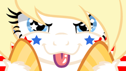 Size: 1264x720 | Tagged: safe, imported from derpibooru, oc, oc only, oc:star spangle, pony, :p, hooves, nation ponies, ponified, solo, starry eyes, tongue out, wingding eyes